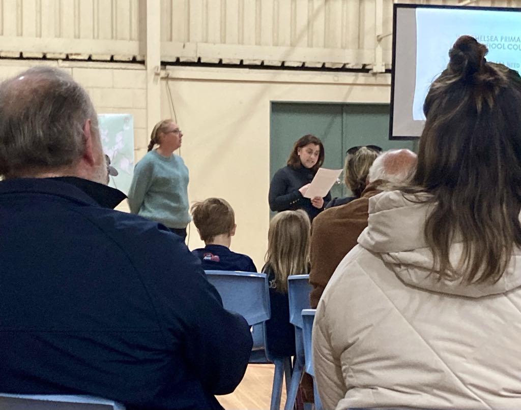 Megan Morris presenting at the school community meeting Megan Morris presenting at the school community meeting